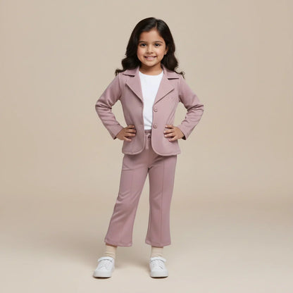 Pink Premium Kids Girls Blazer Set