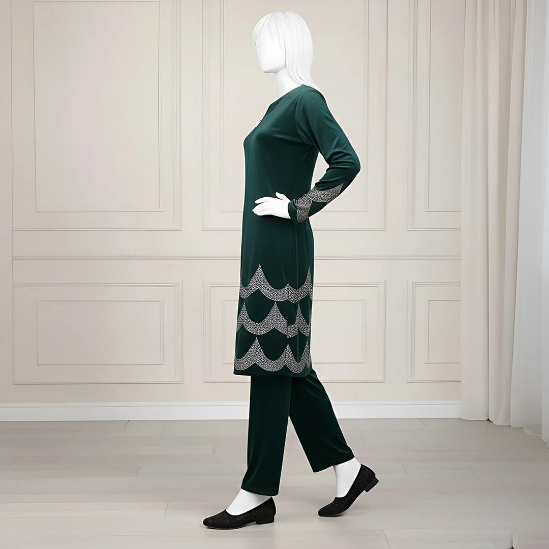 Sea Green - Velvet Co-Ord with Intricate Stone Work