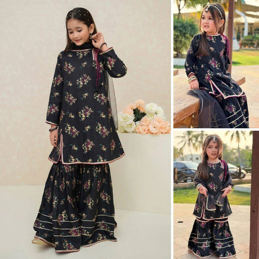Butterfly-Floral Print-3 Piece Kids Set
