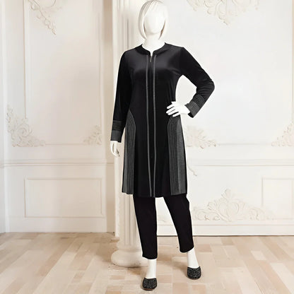 Black - Attractive Stone Work Velvet Co-Ord Set