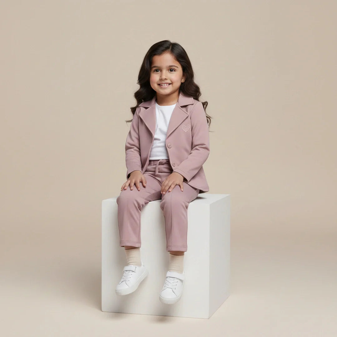 Pink Premium Kids Girls Blazer Set