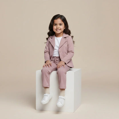 Pink Premium Kids Girls Blazer Set