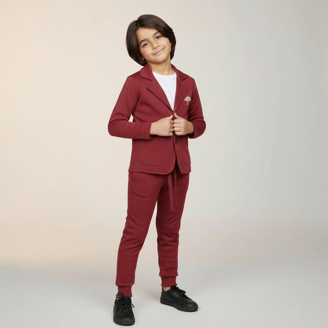 Solid Pink Premium Boys' Blazer Set