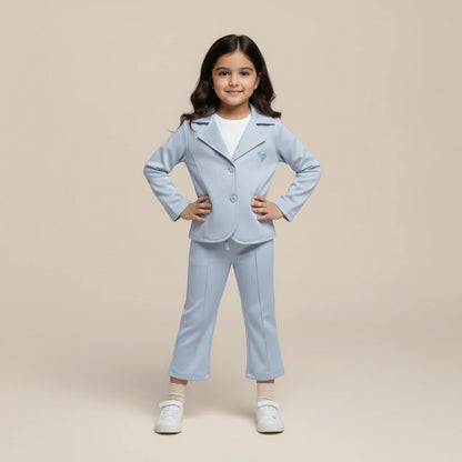 Ice Blue Premium Kids Girls Blazer Set