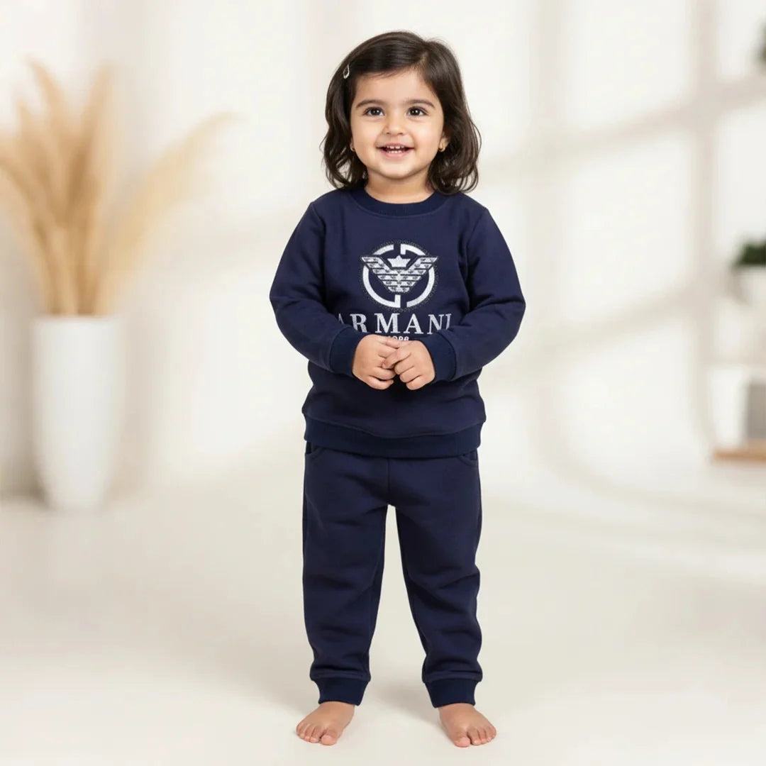 Navy Blue Kids Girls Premium Track Suit