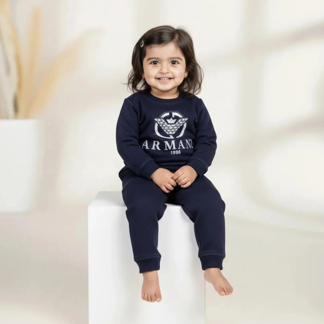 Navy Blue Kids Girls Premium Track Suit