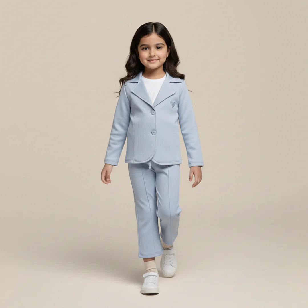 Ice Blue Premium Kids Girls Blazer Set