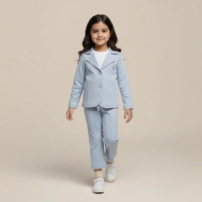 Ice Blue Premium Kids Girls Blazer Set