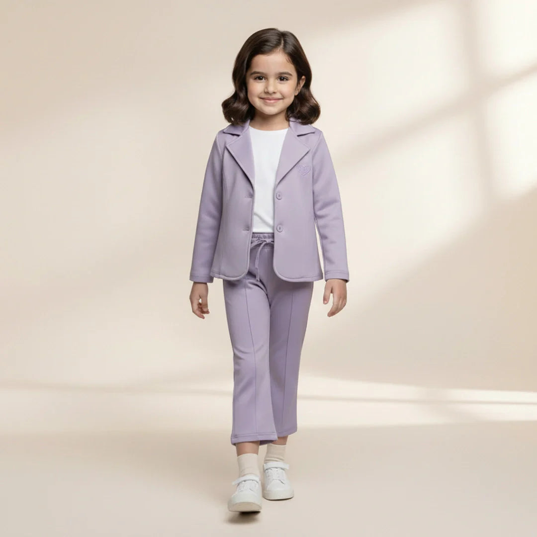 Purple Premium Kids Girls Blazer Set