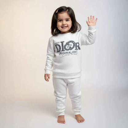 White Kids Girls Premium Track Suit