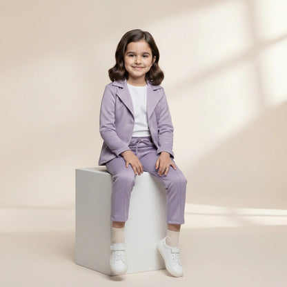 Purple Premium Kids Girls Blazer Set