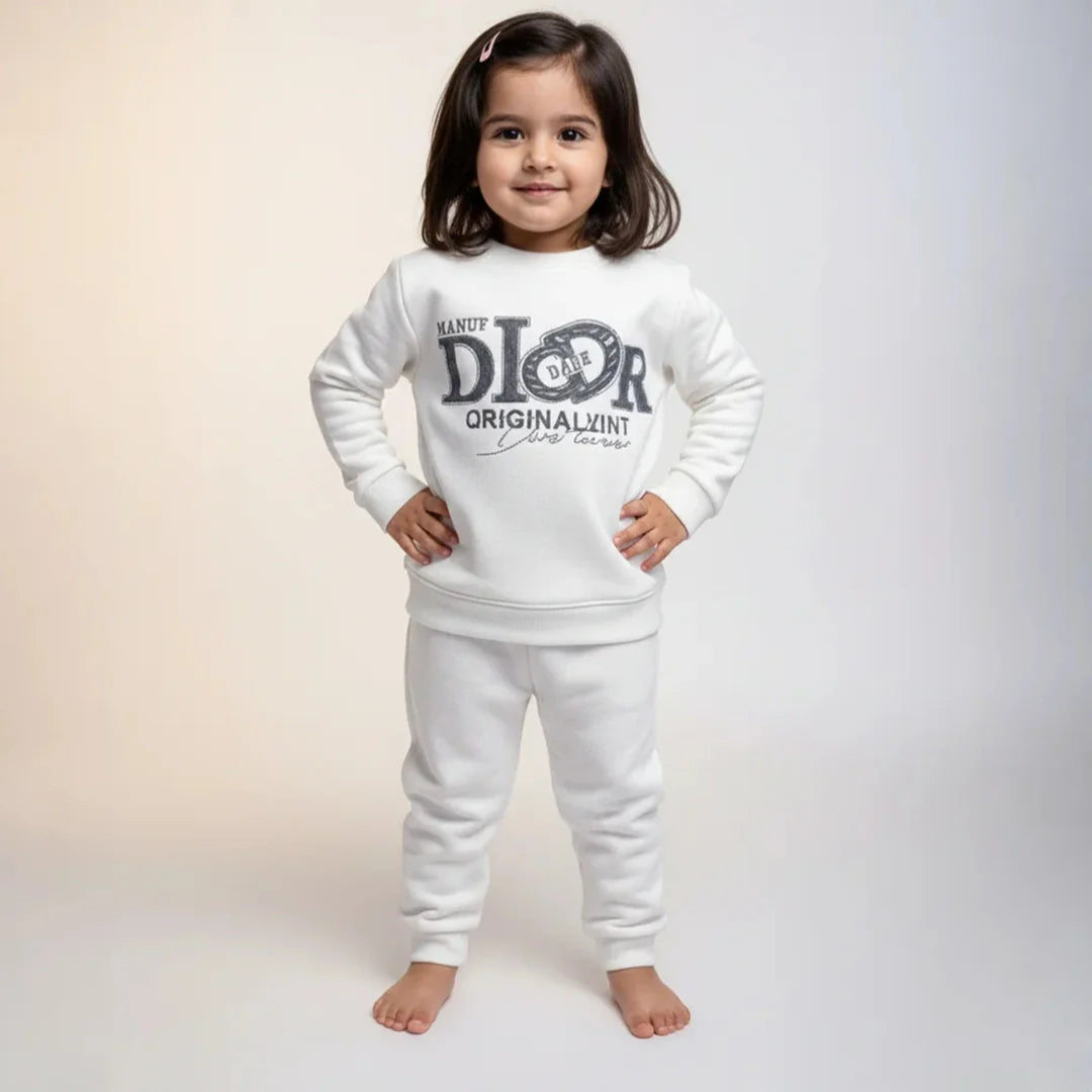White Kids Girls Premium Track Suit