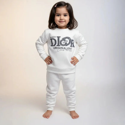 White Kids Girls Premium Track Suit