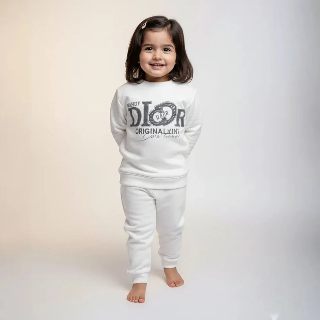 White Kids Girls Premium Track Suit