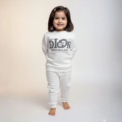 White Kids Girls Premium Track Suit