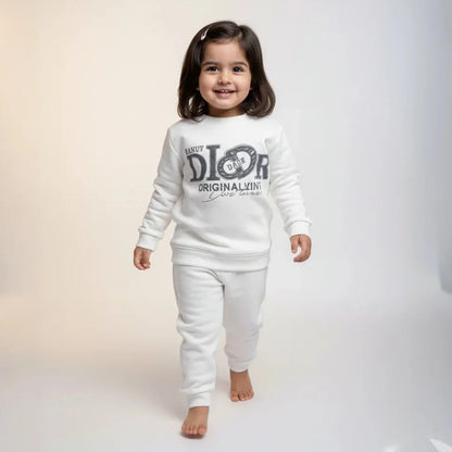 White Kids Girls Premium Track Suit