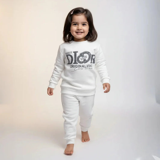 White Kids Girls Premium Track Suit