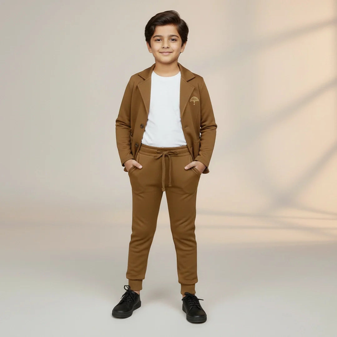 Dirt Brown Premium Boys' Blazer Set