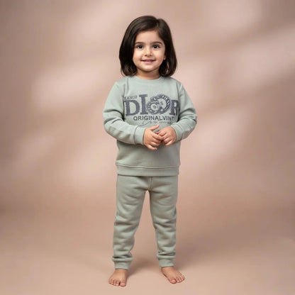 Pastel Grey Kids Girls Premium Track Suit
