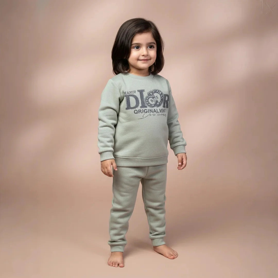 Pastel Grey Kids Girls Premium Track Suit