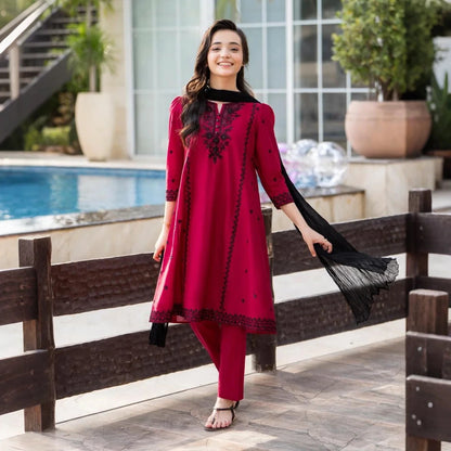 Aarvi - Black Embroidered Suit Set