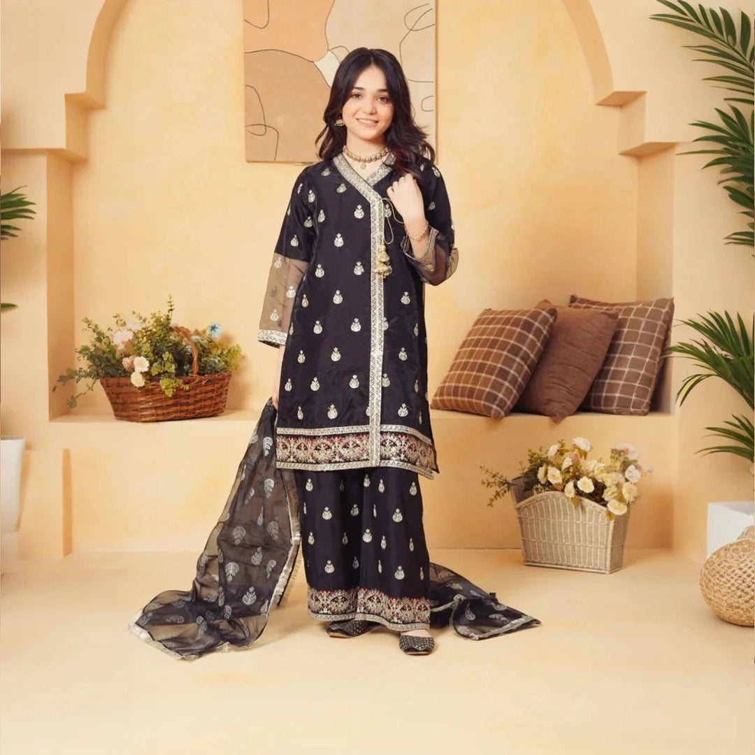 Afreen-Embroidered Angrakha-3 Piece Set