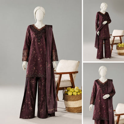 Afsana-Floral Embroidered-3 Piece Set