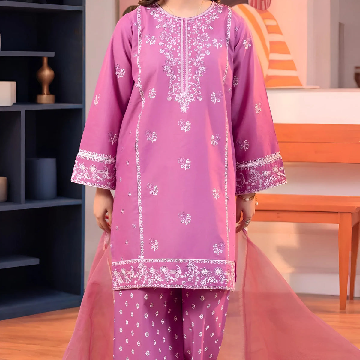 Camellia - Floral Embroidered - 3 Piece Set