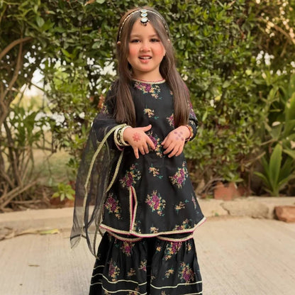 Butterfly-Floral Print-3 Piece Kids Set