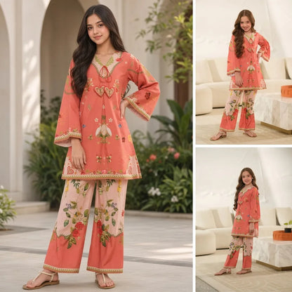 Dilnaz-Floral Print-3 Piece Kids Set