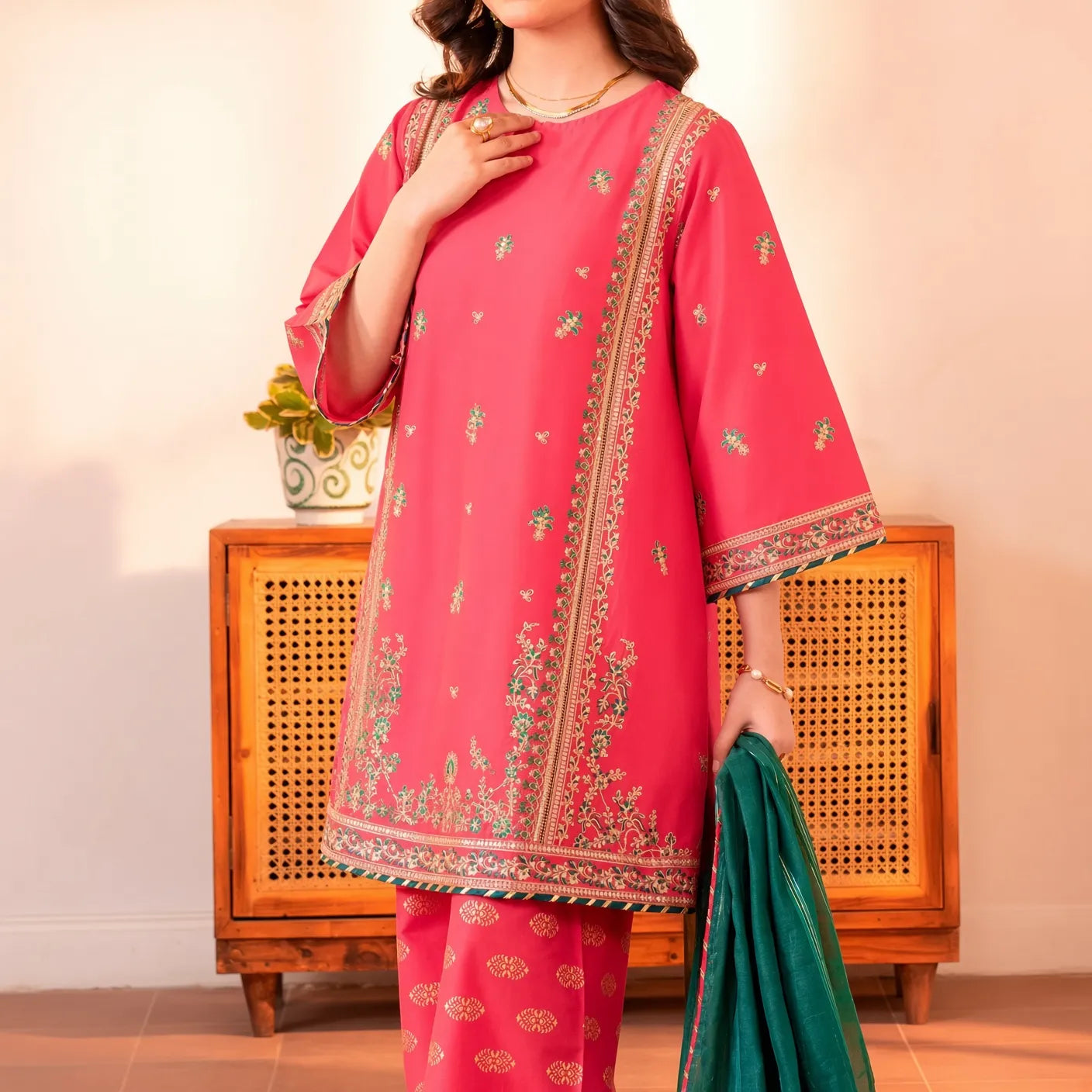 Orchid - Floral Embroidered - 3 Piece Set