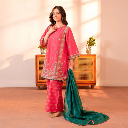 Orchid - Floral Embroidered - 3 Piece Set