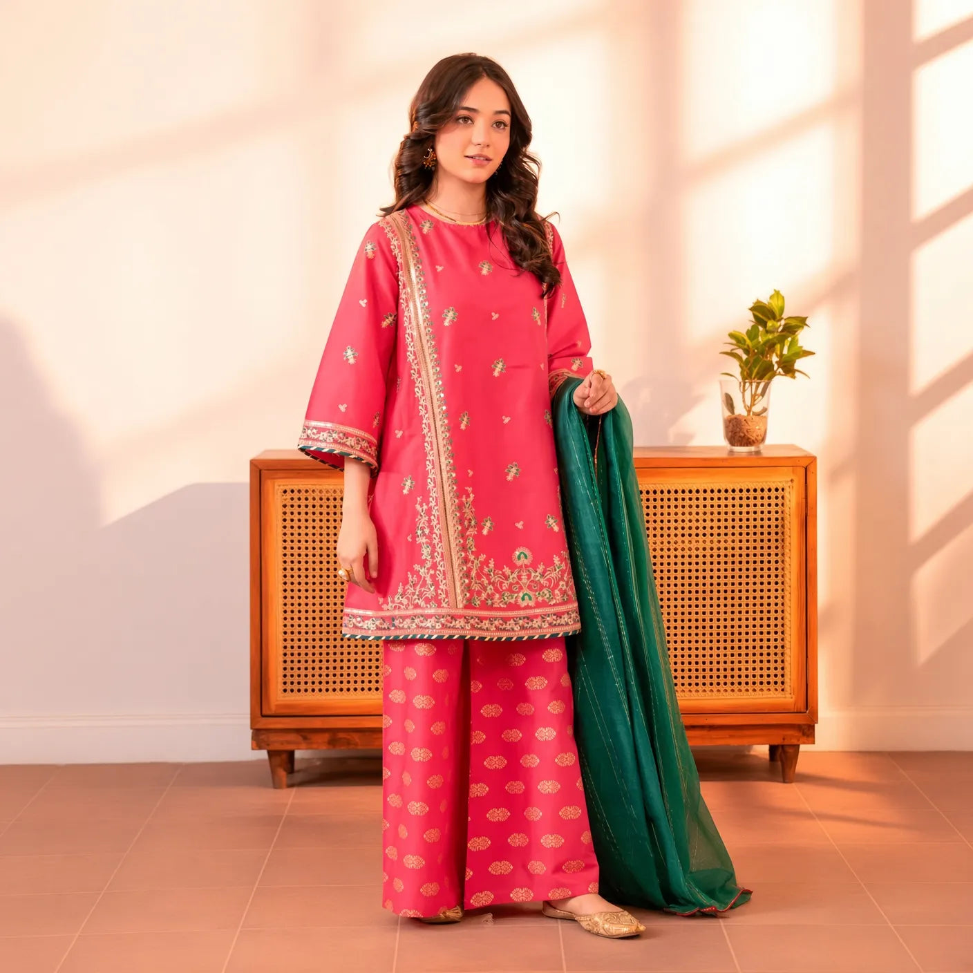 Orchid - Floral Embroidered - 3 Piece Set