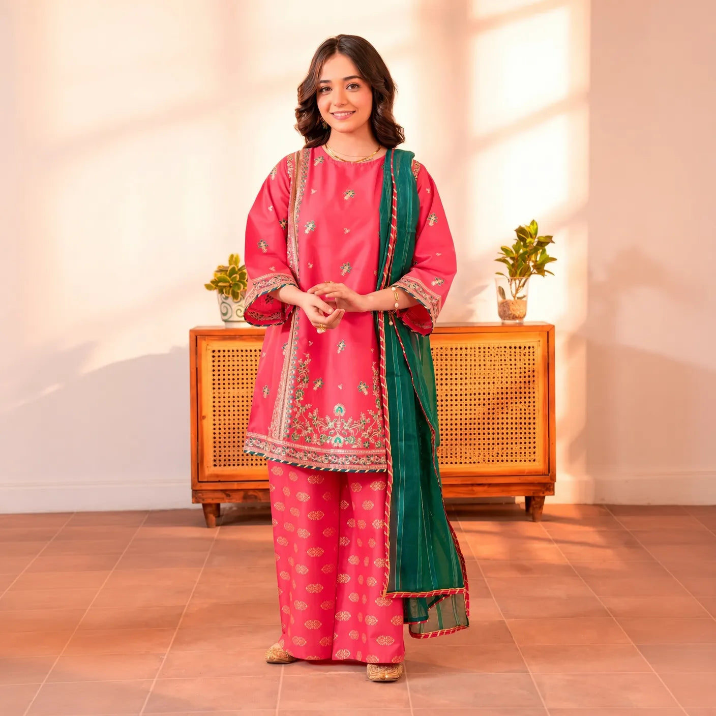 Orchid - Floral Embroidered - 3 Piece Set