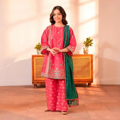 Orchid - Floral Embroidered - 3 Piece Set