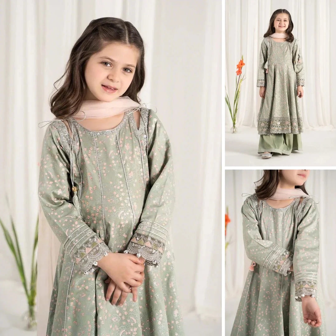 Farah – Embroidered Cotton Kids Suit