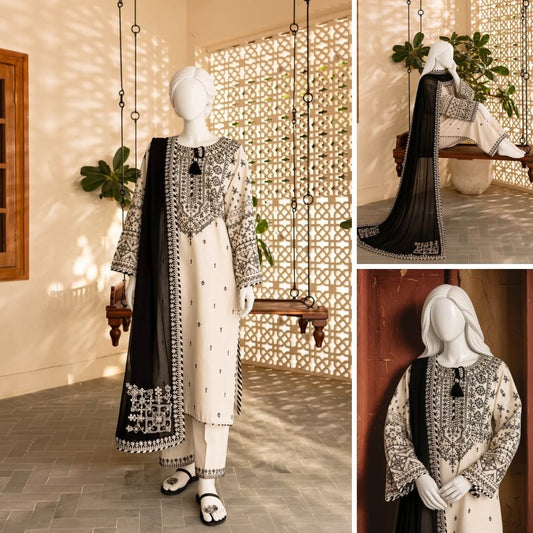 Hamna - Embroidered - 3 Piece Set