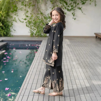 Hur - Floral Embroidered Kids Suit