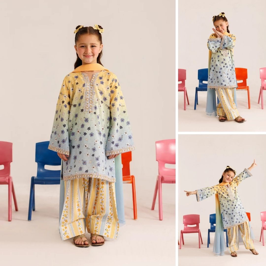 Lotus-Embroidery-3 Piece Kids Set