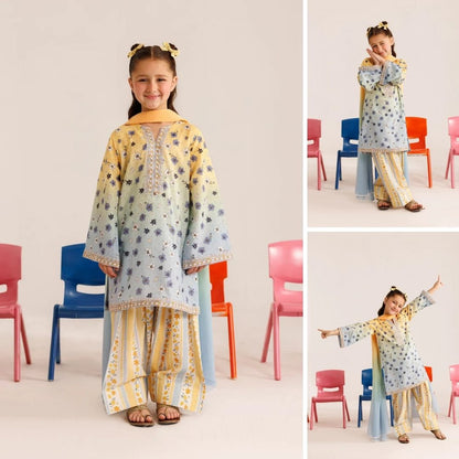 Lotus-Embroidery-3 Piece Kids Set