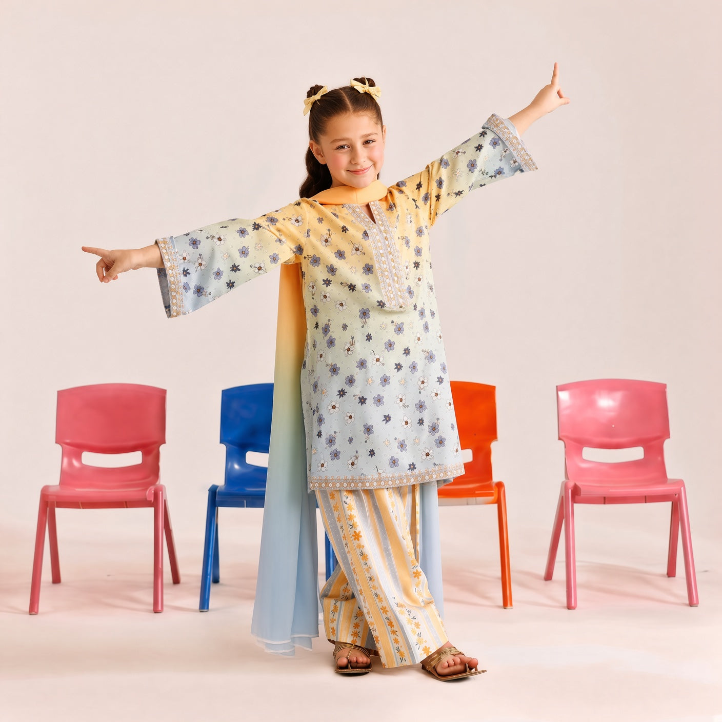 Lotus-Embroidery-3 Piece Kids Set