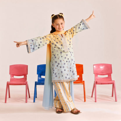 Lotus-Embroidery-3 Piece Kids Set