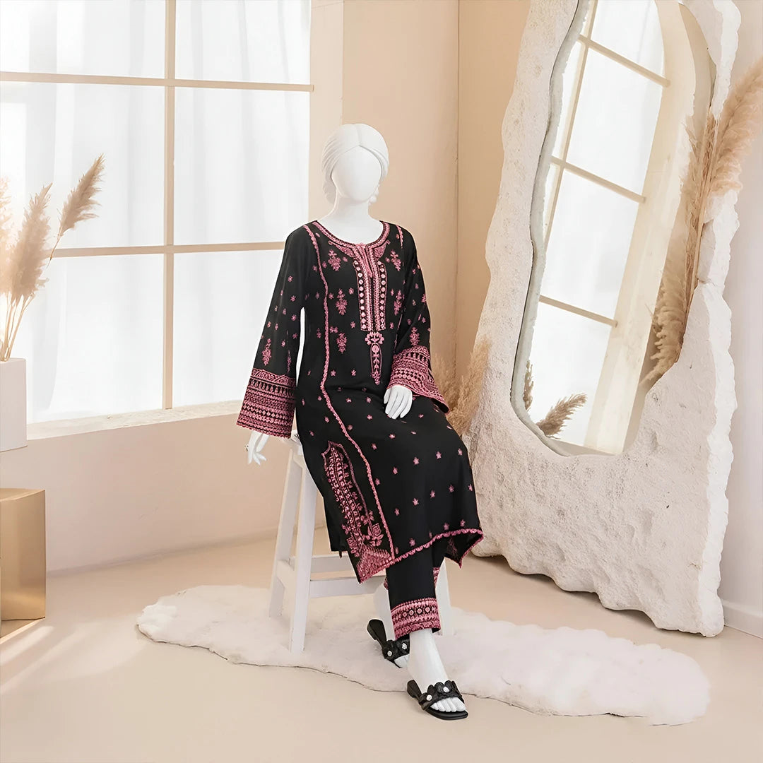 Mehnur - Embroidered Floral Suit Set