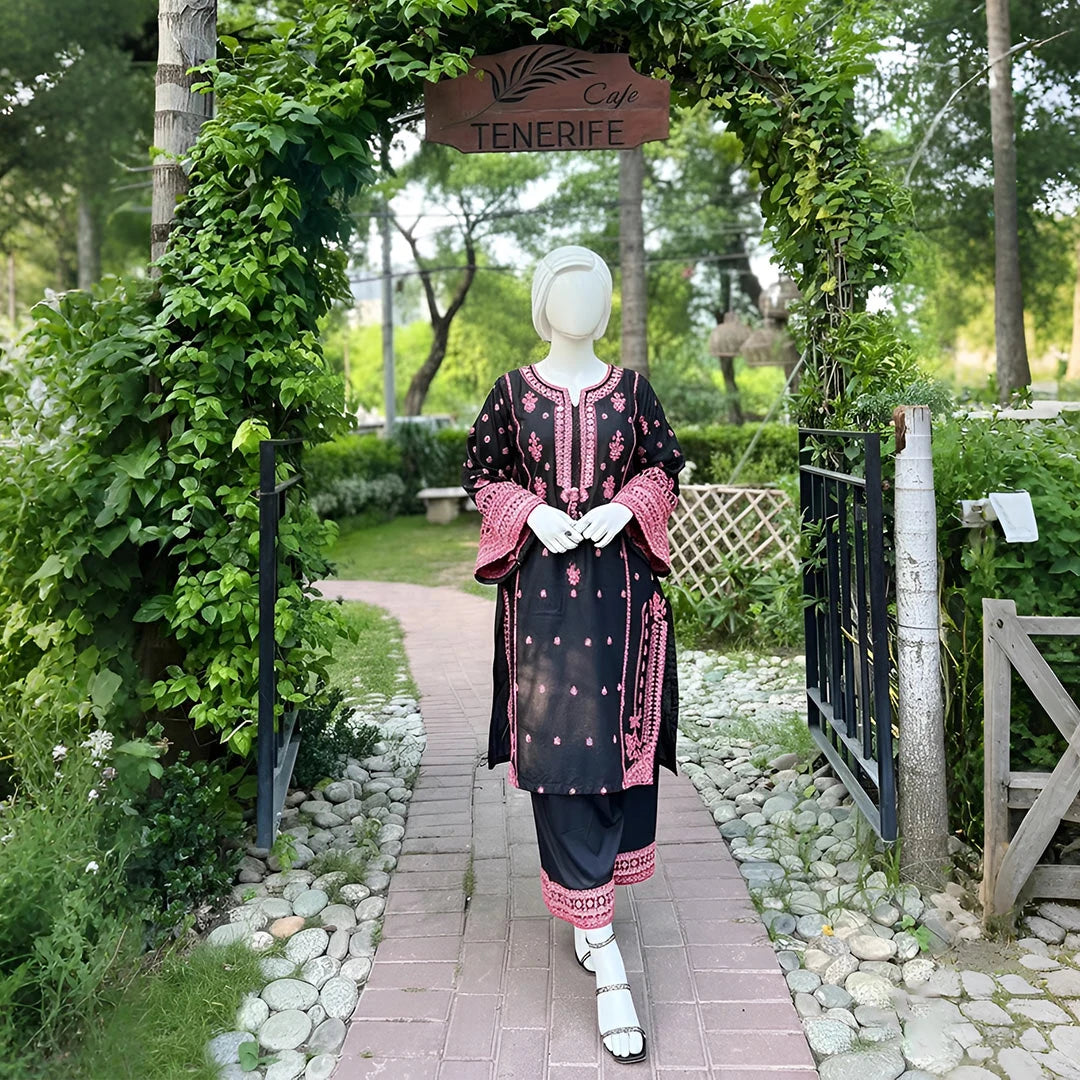 Mehnur - Embroidered Floral Suit Set