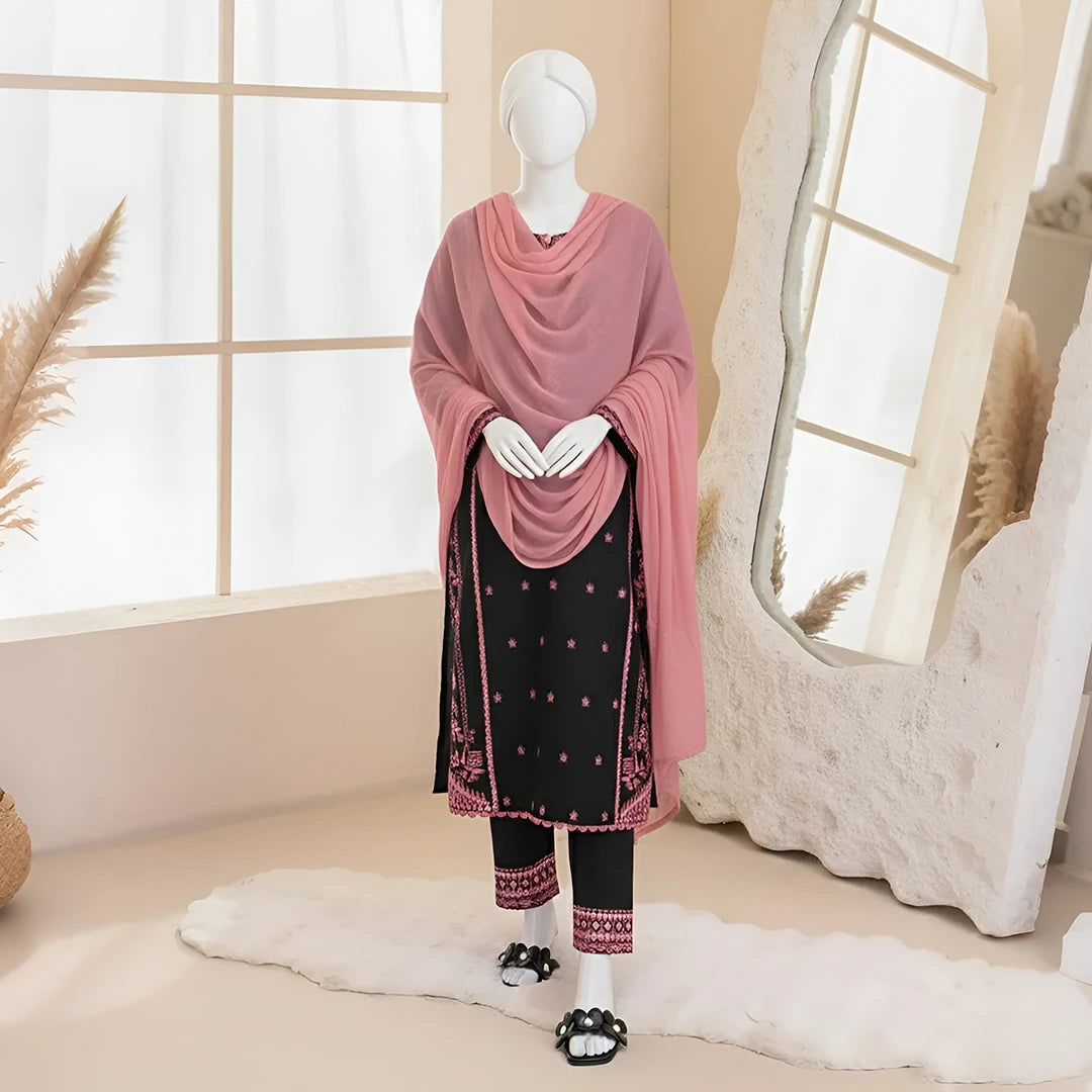 Mehnur - Embroidered Floral Suit Set
