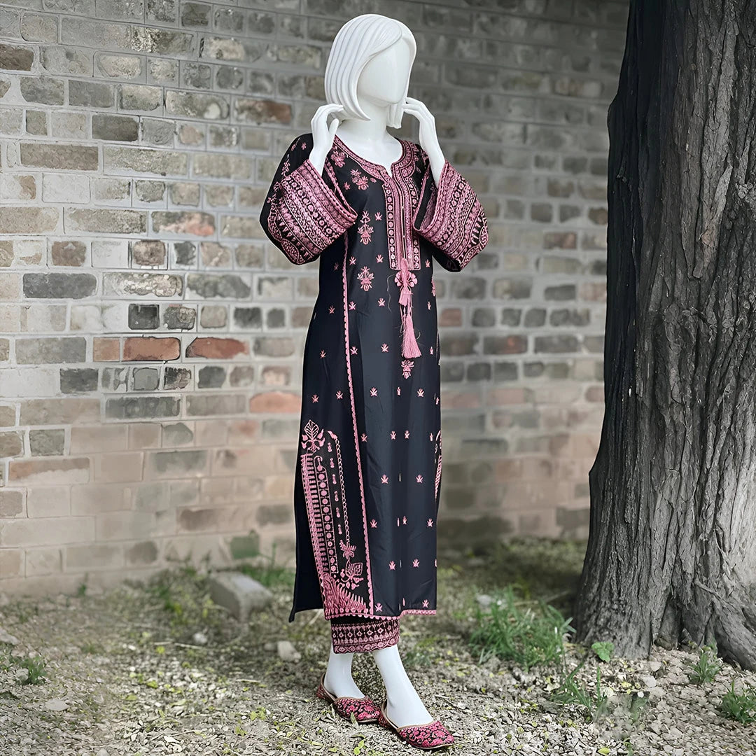 Mehnur - Embroidered Floral Suit Set