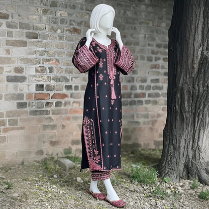 Mehnur - Embroidered Floral Suit Set