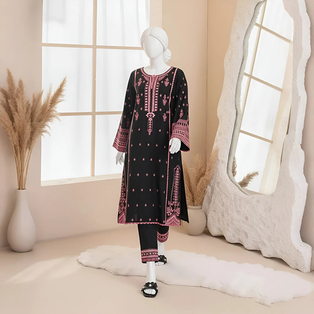 Mehnur - Embroidered Floral Suit Set