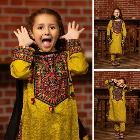Meera - Embroidered Kids’ Cotton Suit Set