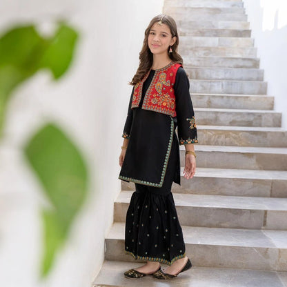 Nivah - Embroidered Gharara Kids Suit